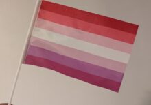 Lesbisk prideflagg, håndflagg 14x21 cm