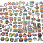En pakke med 100 pride klistermerker.