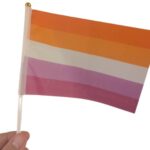 Lesbisk håndflagg med 5 farger, 14x21 cm størrelse