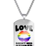 Nydelig pride nøkkelring med teksten "love doesn't need gender".