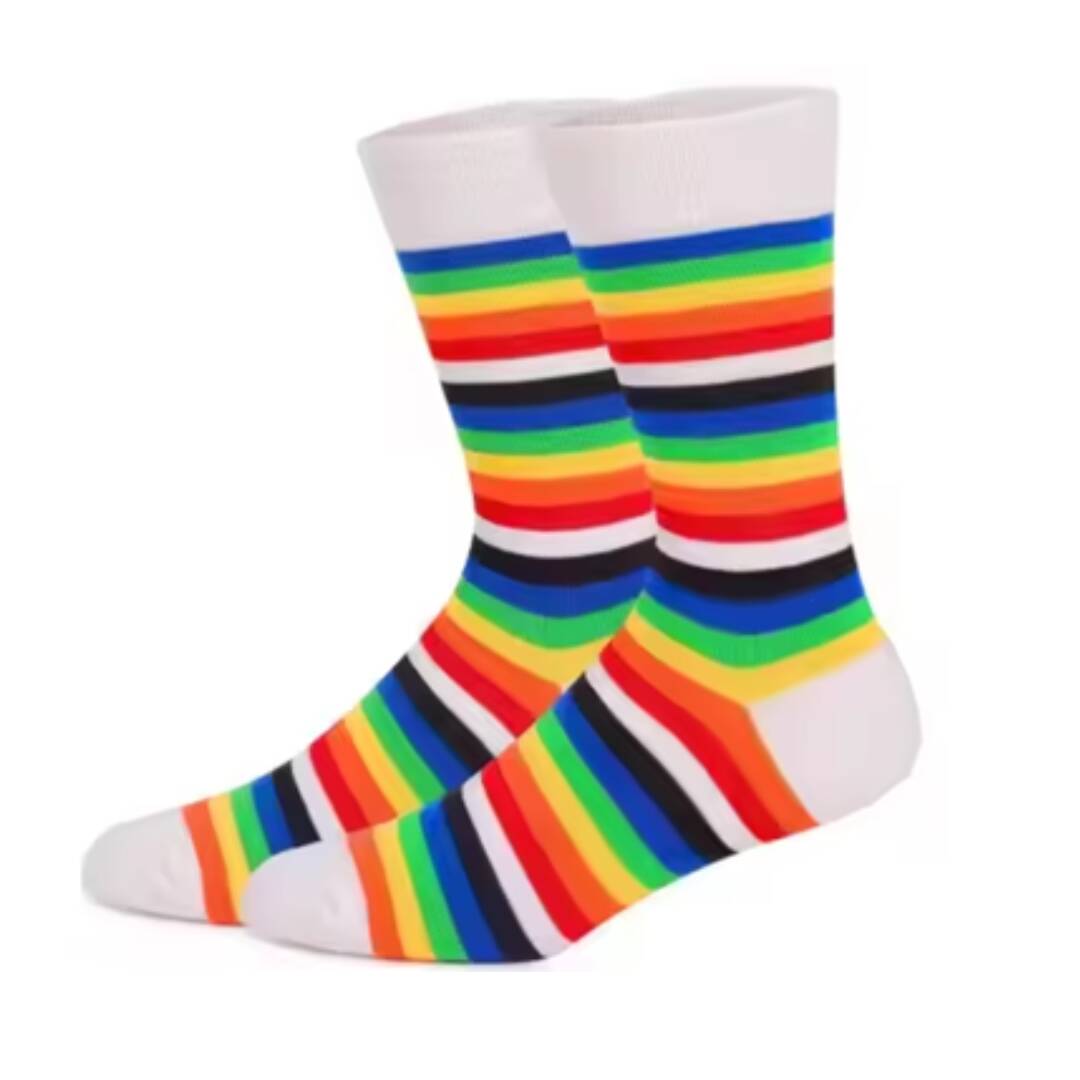 Hvite pride sokker lang Hvite pride sokker med regnbuefarge.