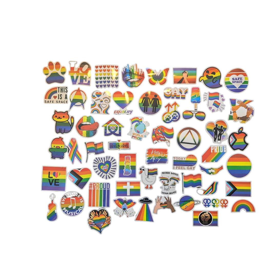 57 pride klistremerker.