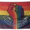 Love always wins knyttneve prideflagg 90×150 cm