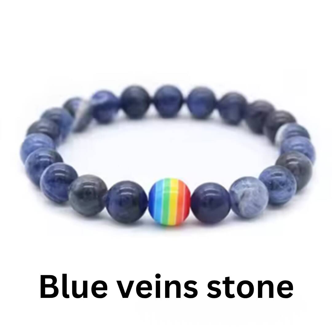 Blue veins stone pride armbånd