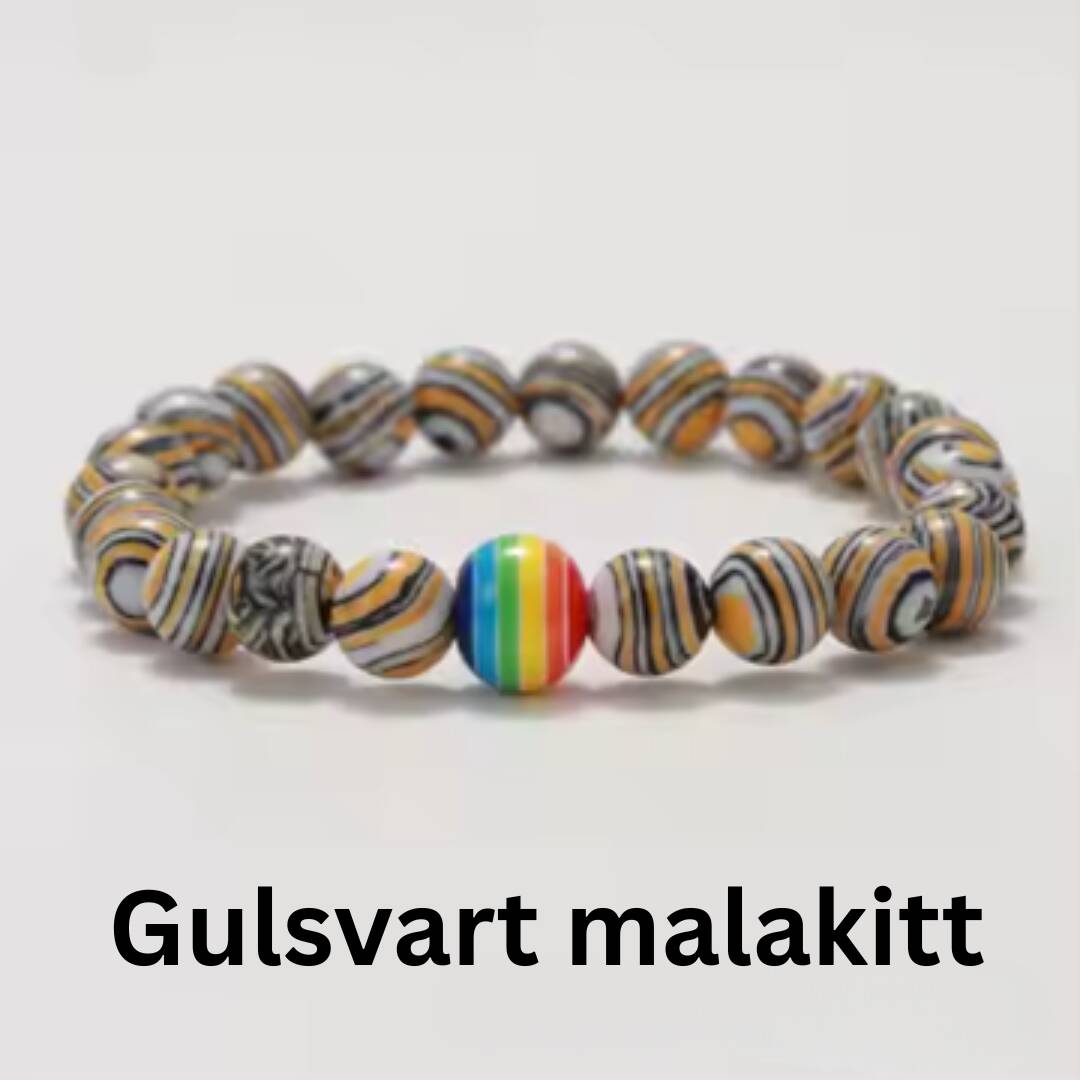 Pride-armbånd med gulsvart malakitt.