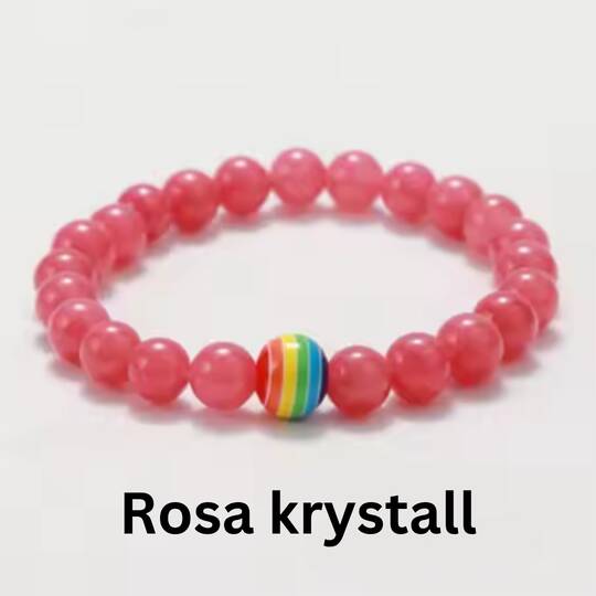 Pride armbånd med rosa krystall-steiner.
