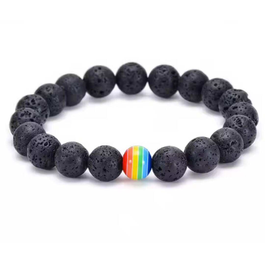 Nydelig pride-armbånd av svart naturstein