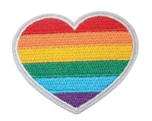 Pride hjerte hvit broderi Et brodert hjerte med pridefargene.