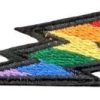 Pride lyn-broderi. Laget i regnbuens farger.