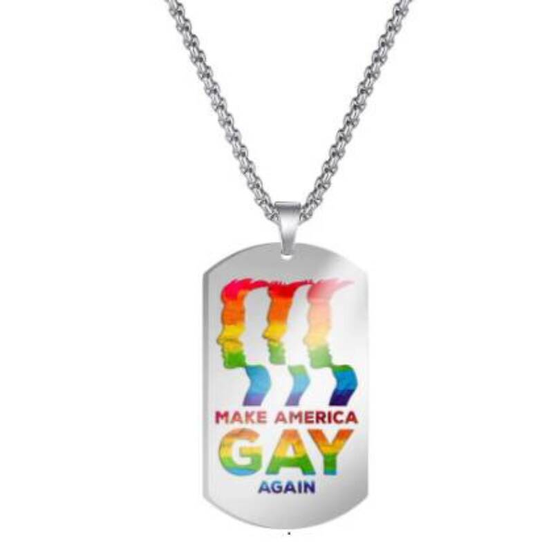 En artig pride nøkkelring med teksten "Make America gay again". Bak dette ligger det et alvor.