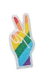 Pride peacetegn broderi Arm som gjør peacetegn. Broderi med pridefarger.