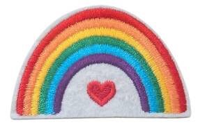 Pride regnbue hvit broderi Brodert regnbue med hvit kant. Kan festes på klær.