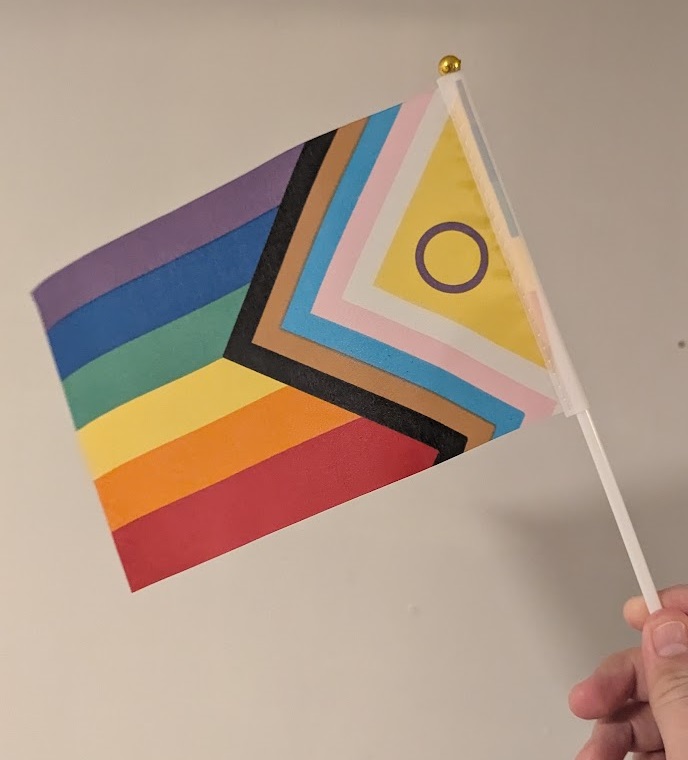 Progressiv prideflagg hand
