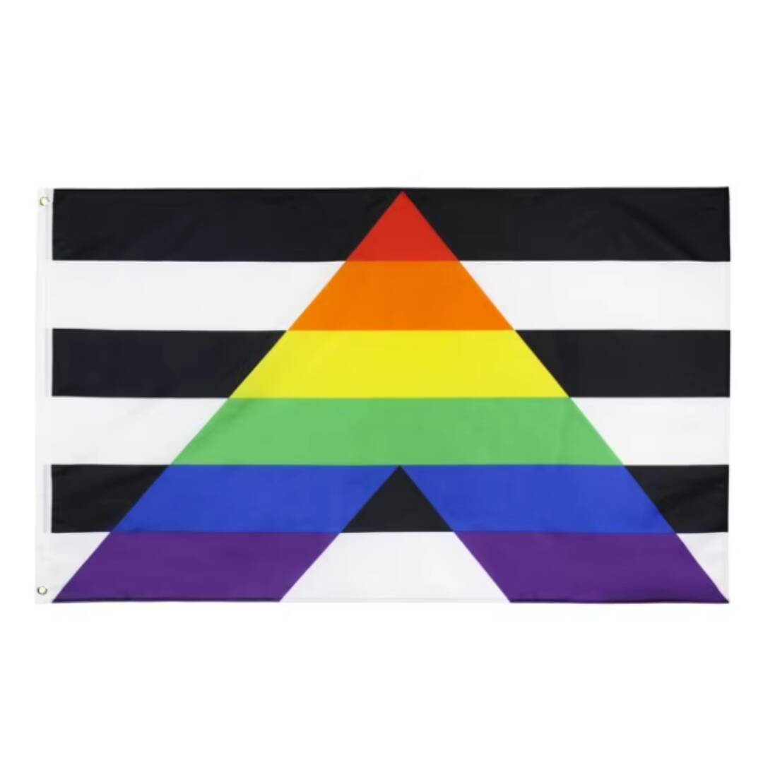 Nydelig Straight Ally prideflagg i størrelsen 90x150 cm.