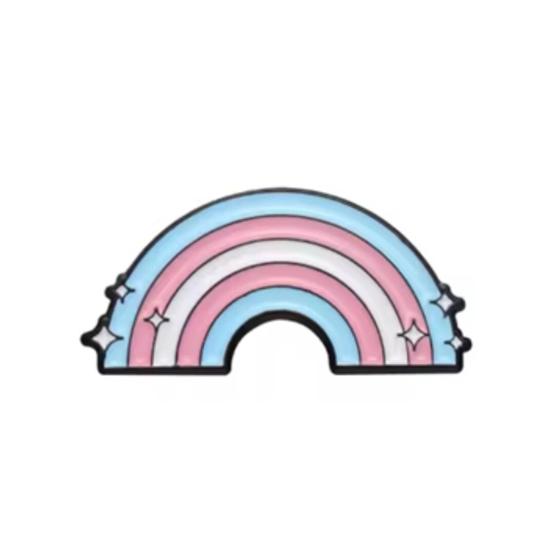 Trans regnbue pin med stjerner på.