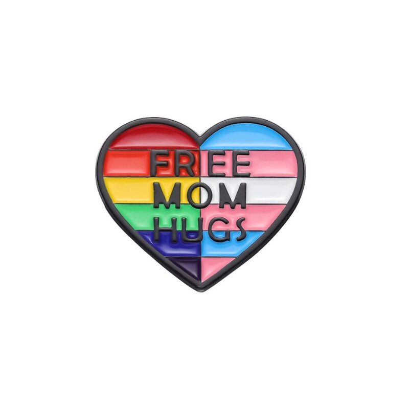 Hjerteformet pride/trans pin med pride og trans-farger