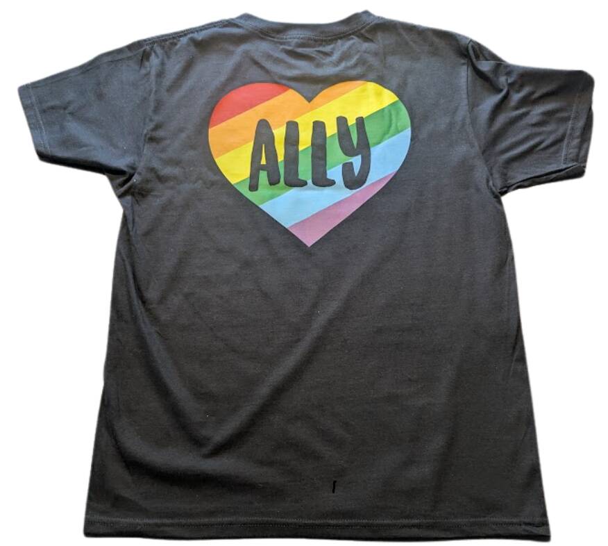Baksiden av "Love who you want" med teksten "Ally".