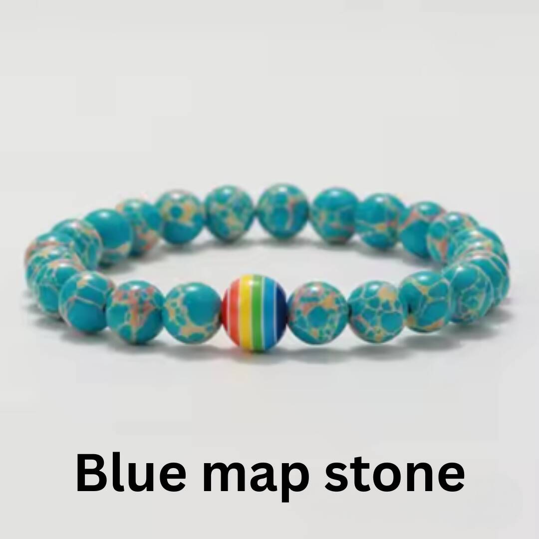 Blue map stone pride armbånd