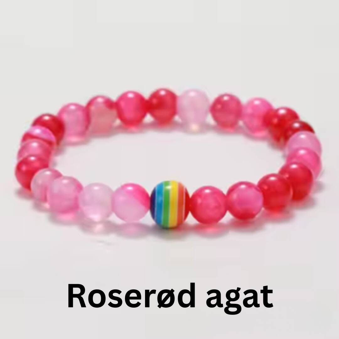 Roserød agat og pride = sant. Et vakkert pride armbånd med pene farger.