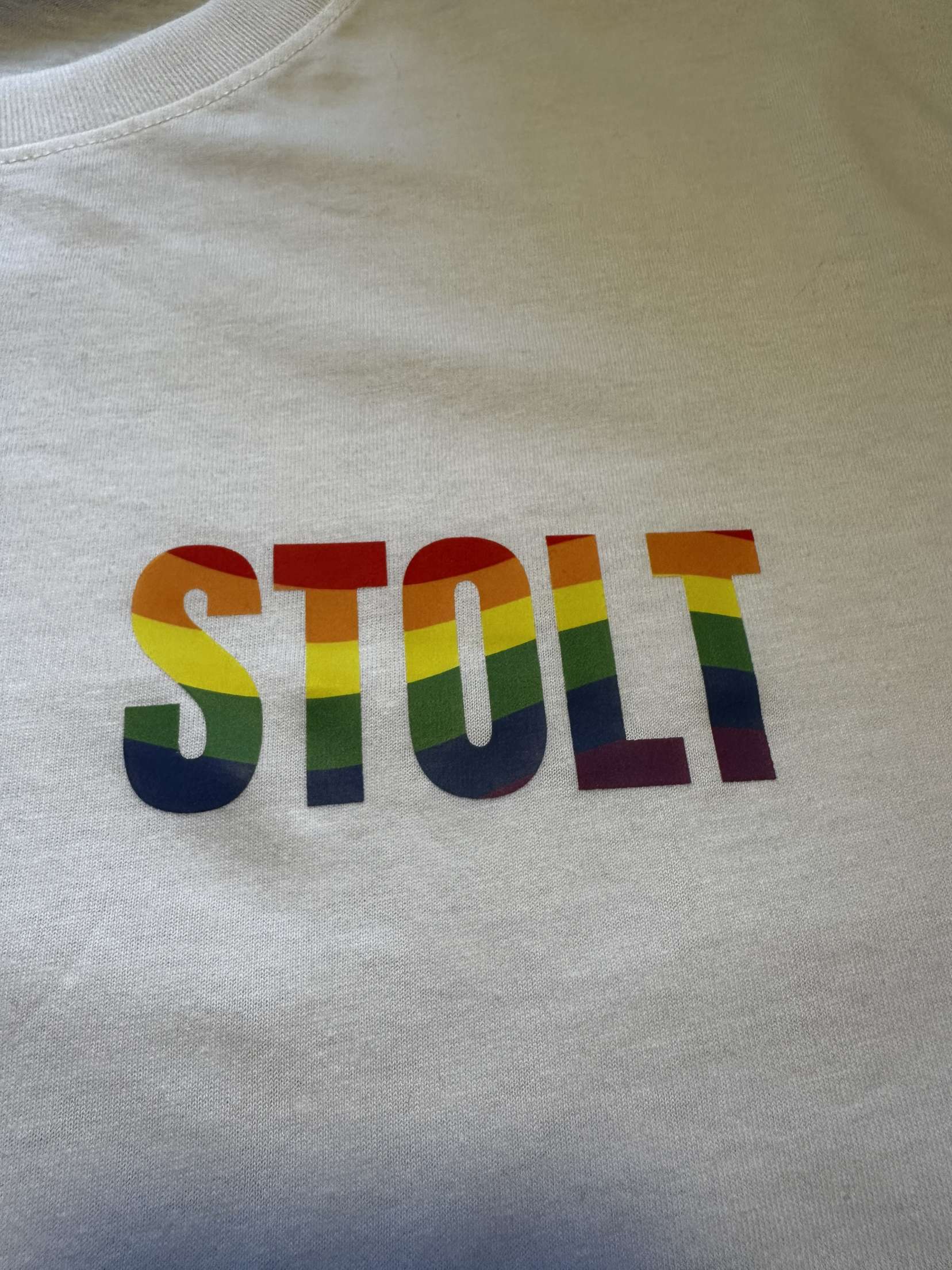 Stolt t-skjorte med pridefarger