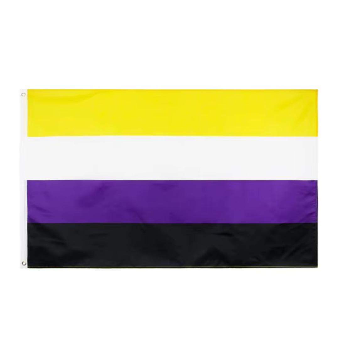 Et pent ikke-binært prideflagg i størrelsen 90x150 cm.